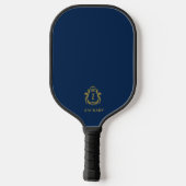 Dunkelblau Mit Monogramm Pickleball Schläger (Rückseite)