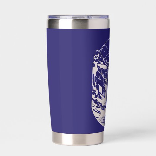 Dunkelblau mit negativem Wasserfall im Weltraum Thermobecher (Vorderseite)