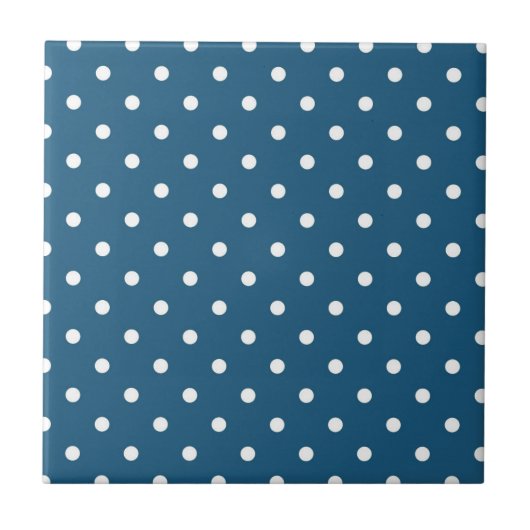 Dunkelblau mit Polka Dots Fliese (Vorderseite)