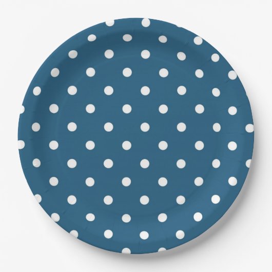Dunkelblau mit Polka Dots Pappteller (Vorderseite)