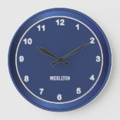 Dunkelblau mit weißem Akzent Große Wanduhr (Vorderseite)