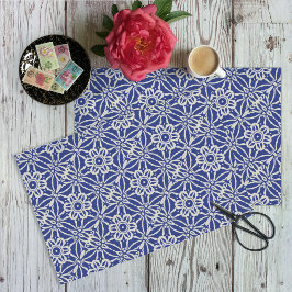 Dunkelblau / Natürliche Batik Druckstil Blume Hand Seidenpapier