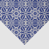 Dunkelblau / Natürliche Batik Druckstil Blume Hand Seidenpapier (Ausschnitt)