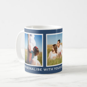 Dunkelblau oder Personalisiertes Foto der Farbe 3 Kaffeetasse