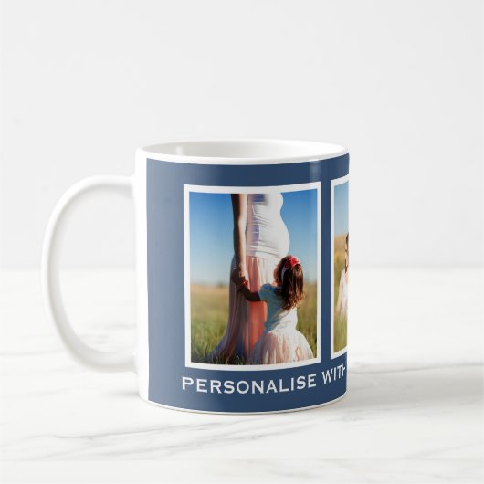 Dunkelblau oder Personalisiertes Foto der Farbe 3 Kaffeetasse (Links)