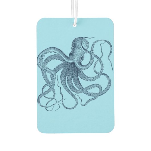 Dunkelblau-Oktopus-Illustration nautisches Design Autolufterfrischer (Rückseite)