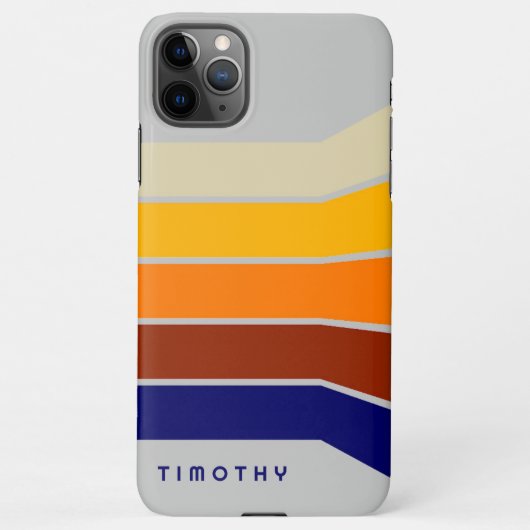 Dunkelblau-orange-weiße Streifen Muster auf grau iPhone Hülle (Rückseite)