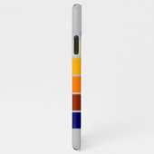 Dunkelblau-orange-weiße Streifen Muster auf grau iPhone Hülle (Rechte Seite)