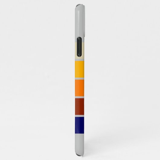 Dunkelblau-orange-weiße Streifen Muster auf grau iPhone Hülle (Rechte Seite)