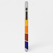 Dunkelblau-orange-weiße Streifen Muster auf grau iPhone Hülle (Linke Seite)