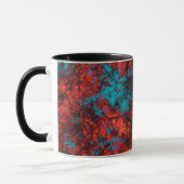 Dunkelblau-orangefarbene Textur Wildledergras Tasse (Links)