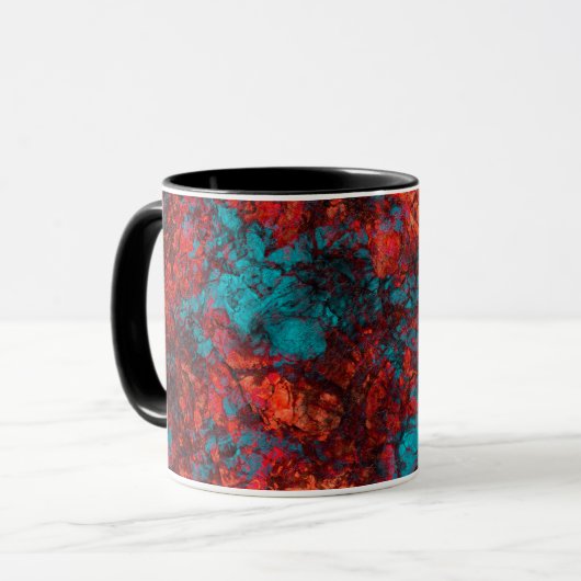 Dunkelblau-orangefarbene Textur Wildledergras Tasse (Vorderseite Links)