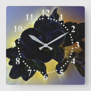 Dunkelblau Quadratische Wanduhr