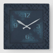 Dunkelblau Quadratische Wanduhr (Vorderseite)