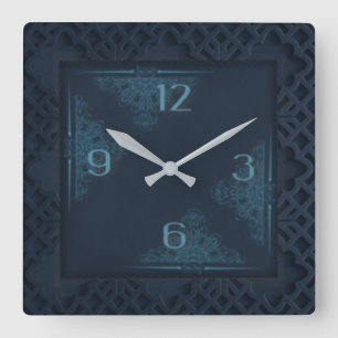 Dunkelblau Quadratische Wanduhr