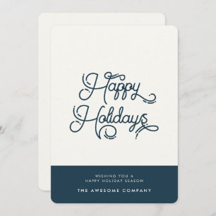 Dunkelblau Retro Vintag Happy Holidays Corporate Feiertagskarte