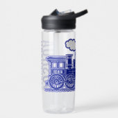 Dunkelblau-Retrodampf-Zug mit vollständigem Namen Trinkflasche (Links)
