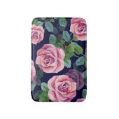 Dunkelblau, rosa Rosen Wasserfarbe. Badematte (Vorderseite Vertikal)