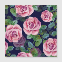 Dunkelblau, rosa Rosen Wasserfarbe.