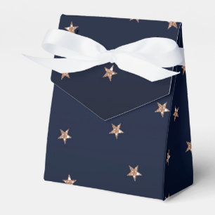 Dunkelblau & Roségold Rosa Glitzernde Sterne Stern Geschenkschachtel