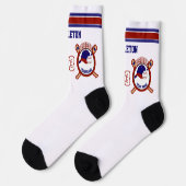 Dunkelblau, rot, weißer Baseball Socken (Linkes Detail)