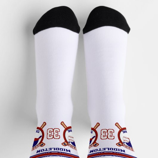 Dunkelblau, rot, weißer Baseball Socken (Oben)