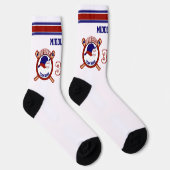 Dunkelblau, rot, weißer Baseball Socken (Rechts)