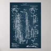 Dunkelblau | Saxophon - Patent Poster (Vorne)