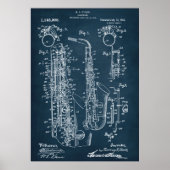 Dunkelblau | Saxophon - Patent Poster (Vorne)
