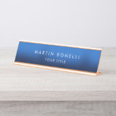 Dunkelblau Schwarz Moderne Minimalistisch Schlicht Schreibtischnamensplakette (Vorderseite )
