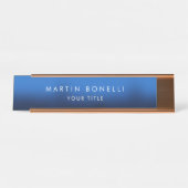 Dunkelblau Schwarz Moderne Minimalistisch Schlicht Schreibtischnamensplakette (Vorderseite )