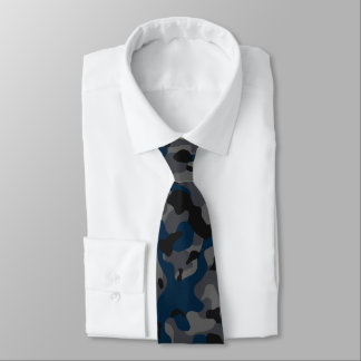 Dunkelblau, Schwarz und Grau-Camouflage-Muster Krawatte