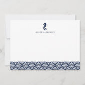 Dunkelblau | Seepferd Personalisiert Stationery Fl Mitteilungskarte (Vorderseite)
