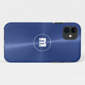 Dunkelblau-Shiny-Edelstahlmetall Case-Mate iPhone Hülle (Rückseite (Horizontal))