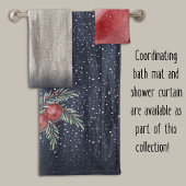 Dunkelblau Snowy Weihnachtsballs Holly Badhandtuch Set