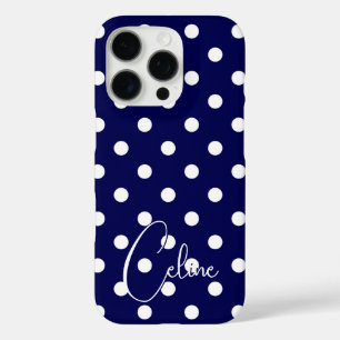 Dunkelblau Stilvolle Polka Docks und Ihr Individue iPhone 16 Pro Hülle