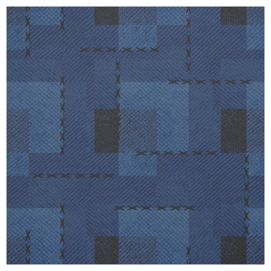 Dunkelblau strukturiert geometrisch stoff (Muster)