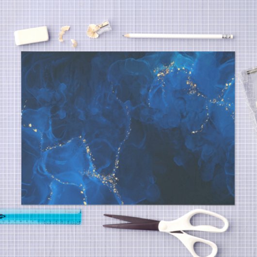 Dunkelblau Texturierte Imitate Gold Glitzer Seidenpapier (Handwerk)