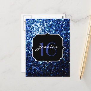 Dunkelblau tief glänzend falscher Glitter Schimmer Postkarte