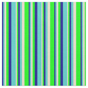 Dunkelblau, Türkis, Tan und Limone farbige Linien Stoff
