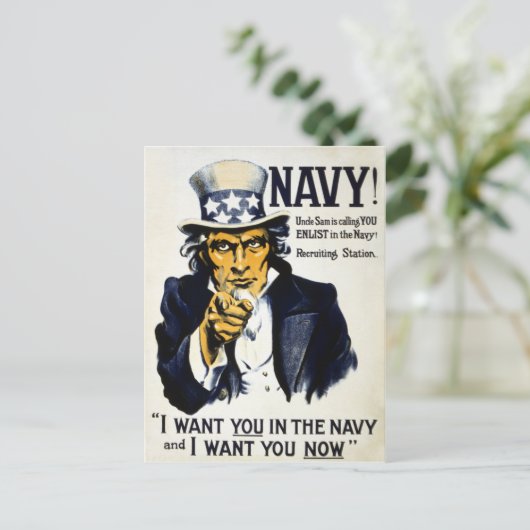 Dunkelblau! Uncle Sam ruft dich an, Enlist in the  Postkarte (Stehend Vorderseite)