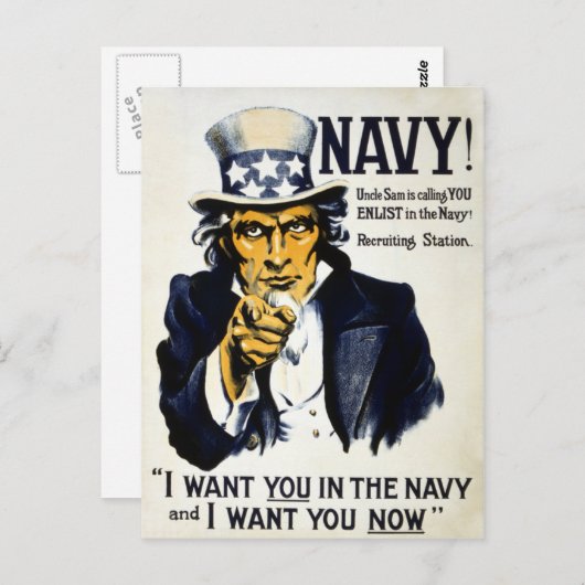 Dunkelblau! Uncle Sam ruft dich an, Enlist in the  Postkarte (Vorne/Hinten)
