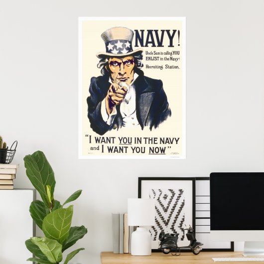 Dunkelblau! Uncle Sam ruft dich an Poster (Heimbüro)