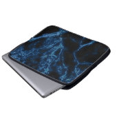 Dunkelblau und blau Glitzer Marmorgestein Muster Laptopschutzhülle (Vorne Knopf)
