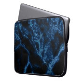 Dunkelblau und blau Glitzer Marmorgestein Muster Laptopschutzhülle (Vorderseite Links)
