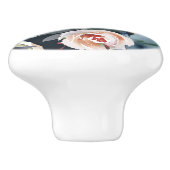 Dunkelblau und blau rosa Aquarellfarben Blumenchor Keramikknauf (Seitenansicht)