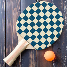 Dunkelblau und Cream Checker Tischtennis Schläger