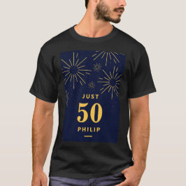 Dunkelblau und gelb Feuerwerk 50 Jahre alt T-Shirt
