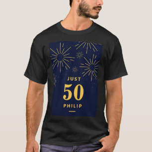 Dunkelblau und gelb Feuerwerk 50 Jahre alt T-Shirt