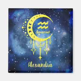 Dunkelblau und Gelb Individuelle Name Aquarius Mag Magnet